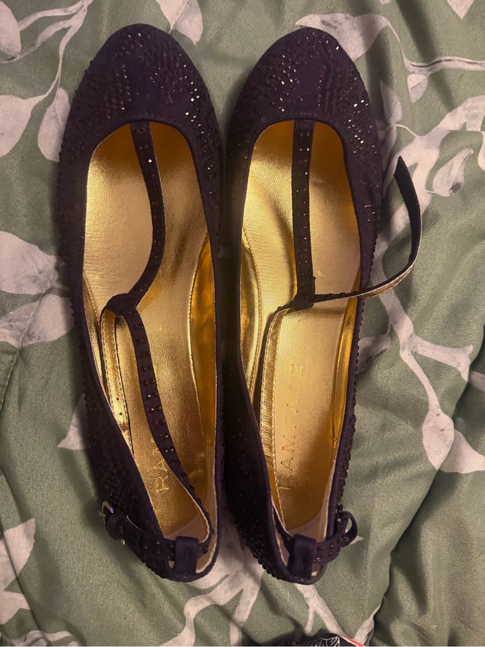 Women’s Rampage Purple Rhinestone Ballet Flats with Ankle Strap